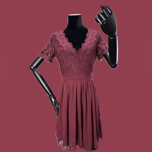 Lulu’s // Angel in Disguise Skater Dress // Burgundy // Size S